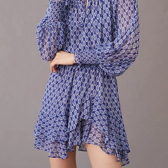 Blue Patterned Anthropologie NWOT Tunic-Dress - Picture 2 of 6